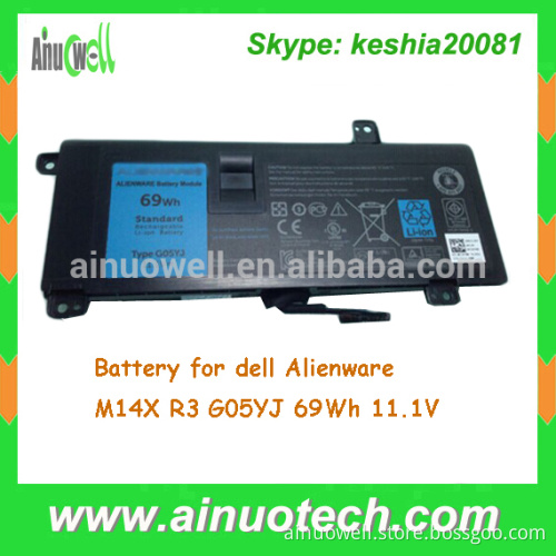 Li-ion laptop Battery for dell Alienware M14X R3 G05YJ 69Wh 11.1V rechargeable lithium battery PN- 0C52861